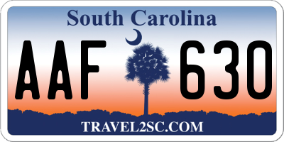 SC license plate AAF630