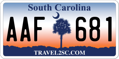 SC license plate AAF681