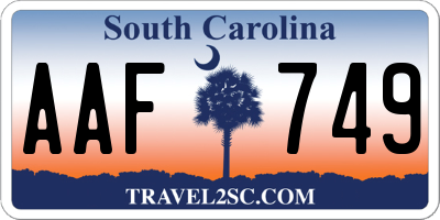 SC license plate AAF749