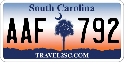 SC license plate AAF792