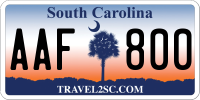 SC license plate AAF800