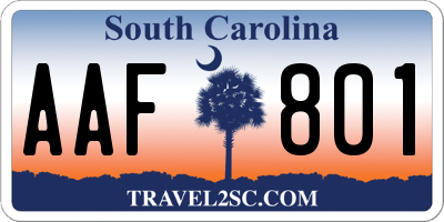 SC license plate AAF801