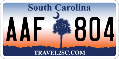 SC license plate AAF804