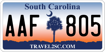 SC license plate AAF805