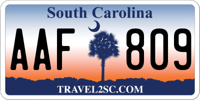 SC license plate AAF809