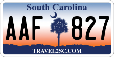 SC license plate AAF827