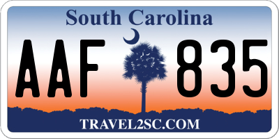 SC license plate AAF835