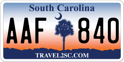 SC license plate AAF840