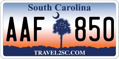 SC license plate AAF850