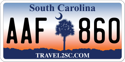 SC license plate AAF860