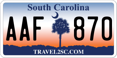 SC license plate AAF870