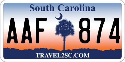 SC license plate AAF874