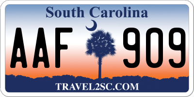 SC license plate AAF909