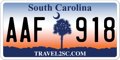 SC license plate AAF918