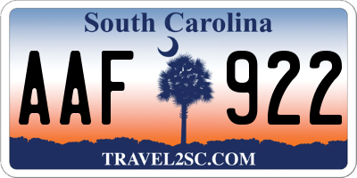 SC license plate AAF922