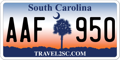 SC license plate AAF950