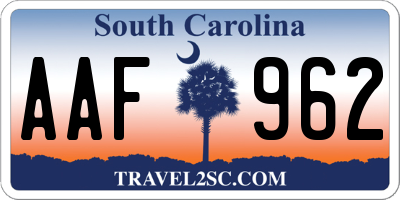 SC license plate AAF962