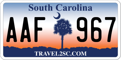 SC license plate AAF967