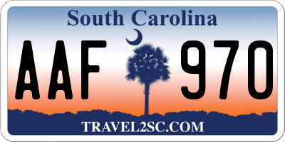 SC license plate AAF970