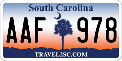 SC license plate AAF978