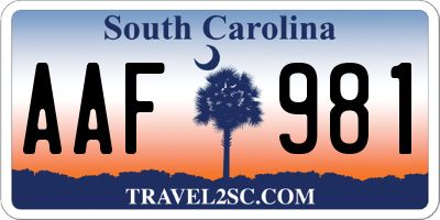 SC license plate AAF981