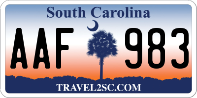 SC license plate AAF983