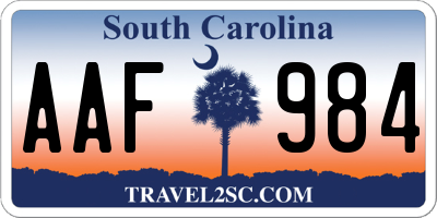 SC license plate AAF984