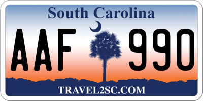 SC license plate AAF990