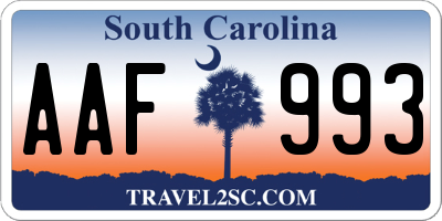 SC license plate AAF993