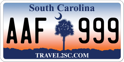 SC license plate AAF999