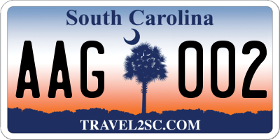 SC license plate AAG002