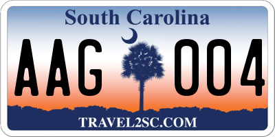 SC license plate AAG004