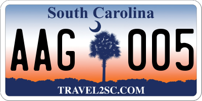 SC license plate AAG005