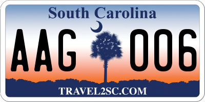 SC license plate AAG006