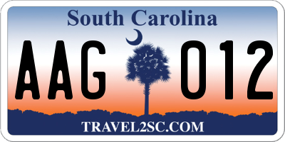 SC license plate AAG012