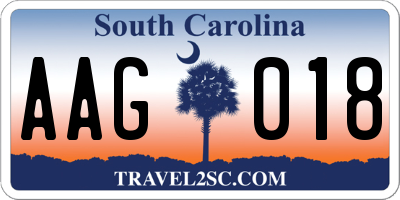 SC license plate AAG018