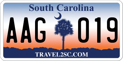 SC license plate AAG019