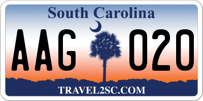 SC license plate AAG020