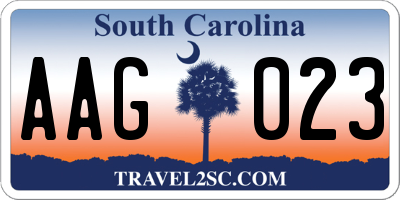 SC license plate AAG023