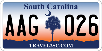 SC license plate AAG026