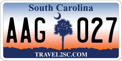 SC license plate AAG027