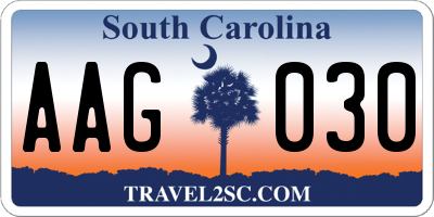 SC license plate AAG030