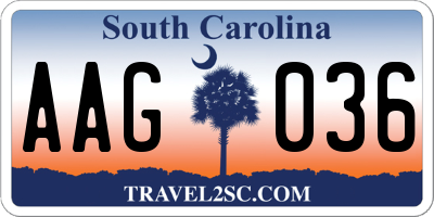 SC license plate AAG036