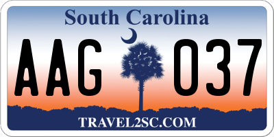 SC license plate AAG037
