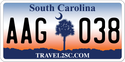 SC license plate AAG038