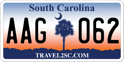 SC license plate AAG062
