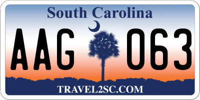 SC license plate AAG063