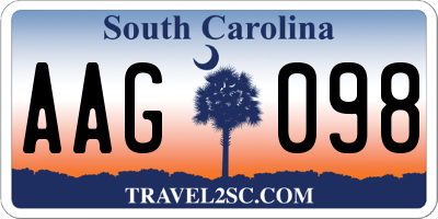 SC license plate AAG098