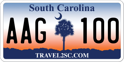 SC license plate AAG100
