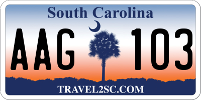 SC license plate AAG103